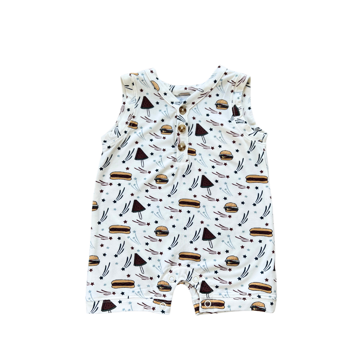 Boy's Sleeveless Romper- Burgers 'n Dogs by Babysprouts
