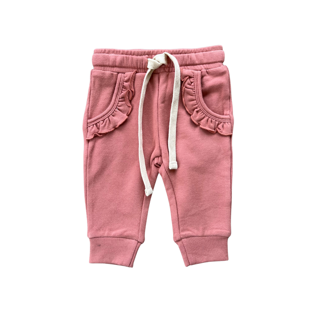 Girl's Ruffle Joggers- Brick Dust by Babysprouts