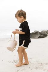 Terry Cloth Track Short - Black by Little Bipsy