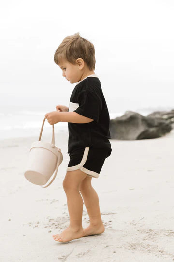 Terry Cloth Track Short - Black by Little Bipsy