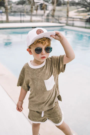 Terry Cloth Tee - Khaki Green by Little Bipsy