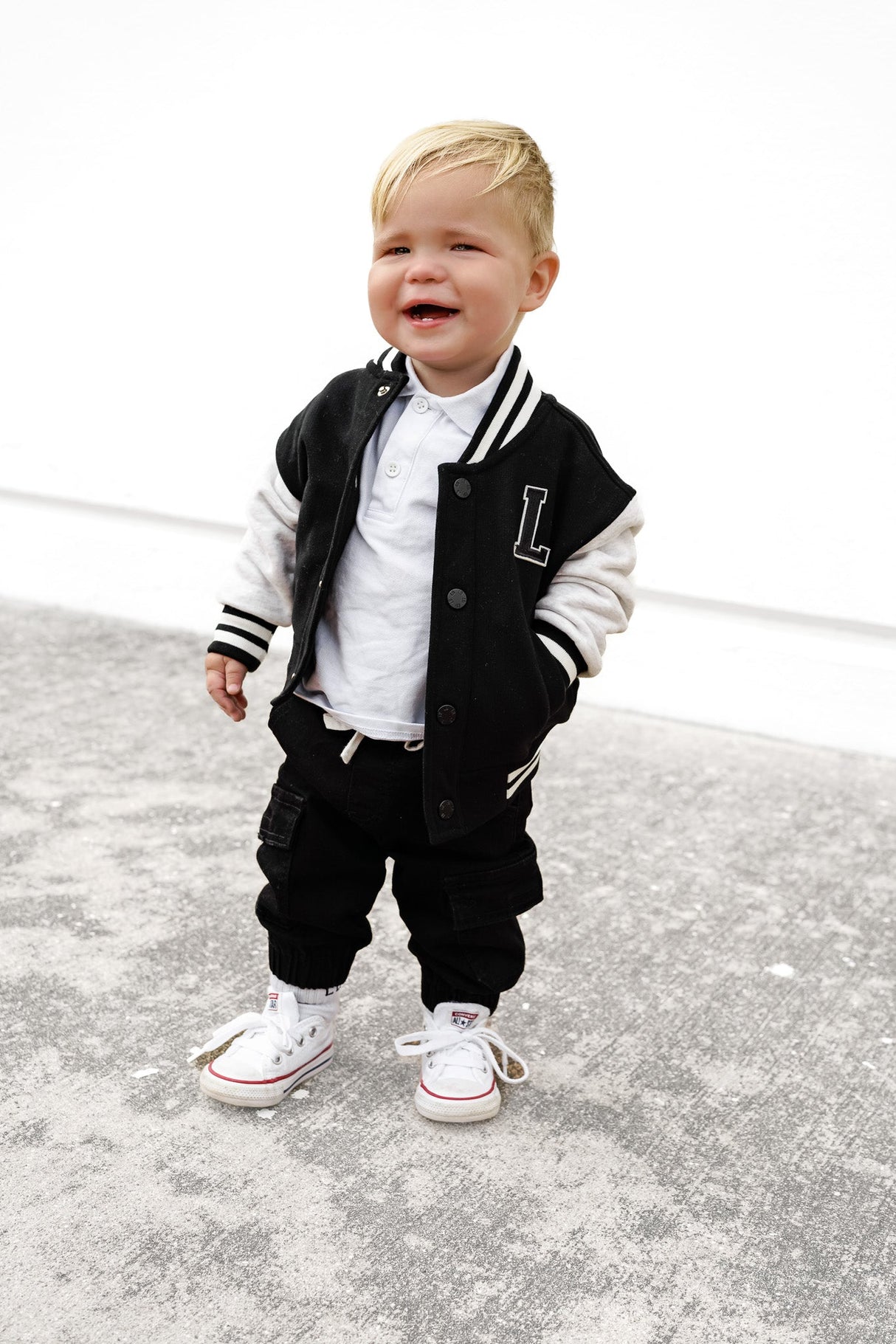 Cargo Denim Jogger - Black Wash by Little Bipsy