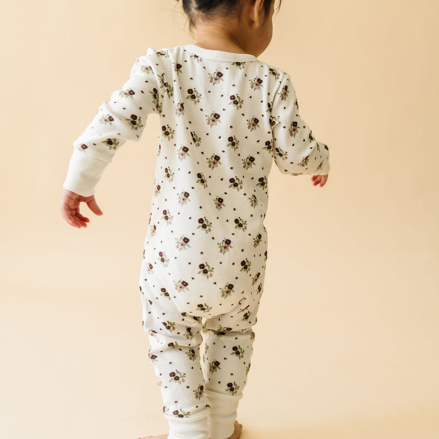 Organic 2-Way Zip Romper - Ditsy Plum by Makemake