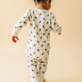 Organic 2-Way Zip Romper - Ditsy Plum by Makemake