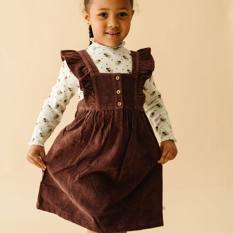 Organic Corduroy Ruffle Dress - Plum by Makemake