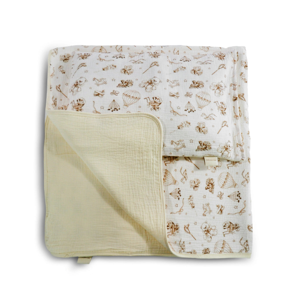 Vintage Bedding Set Double-Sided Blanket & Pillow Organic Cotton – Art Board by Cherubin Chic
