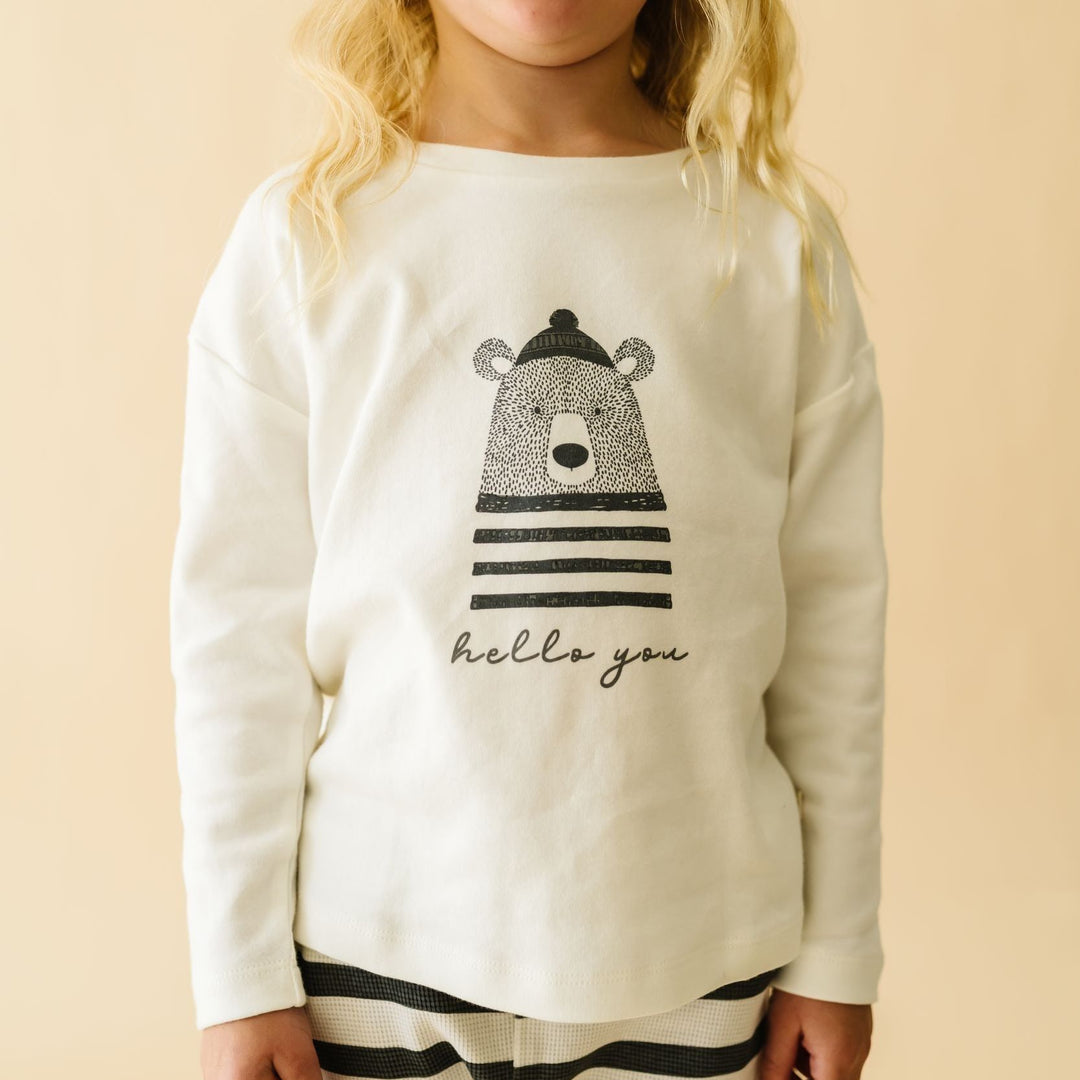 Organic Long Sleeve Tee & Pant Set - Hello You by Makemake