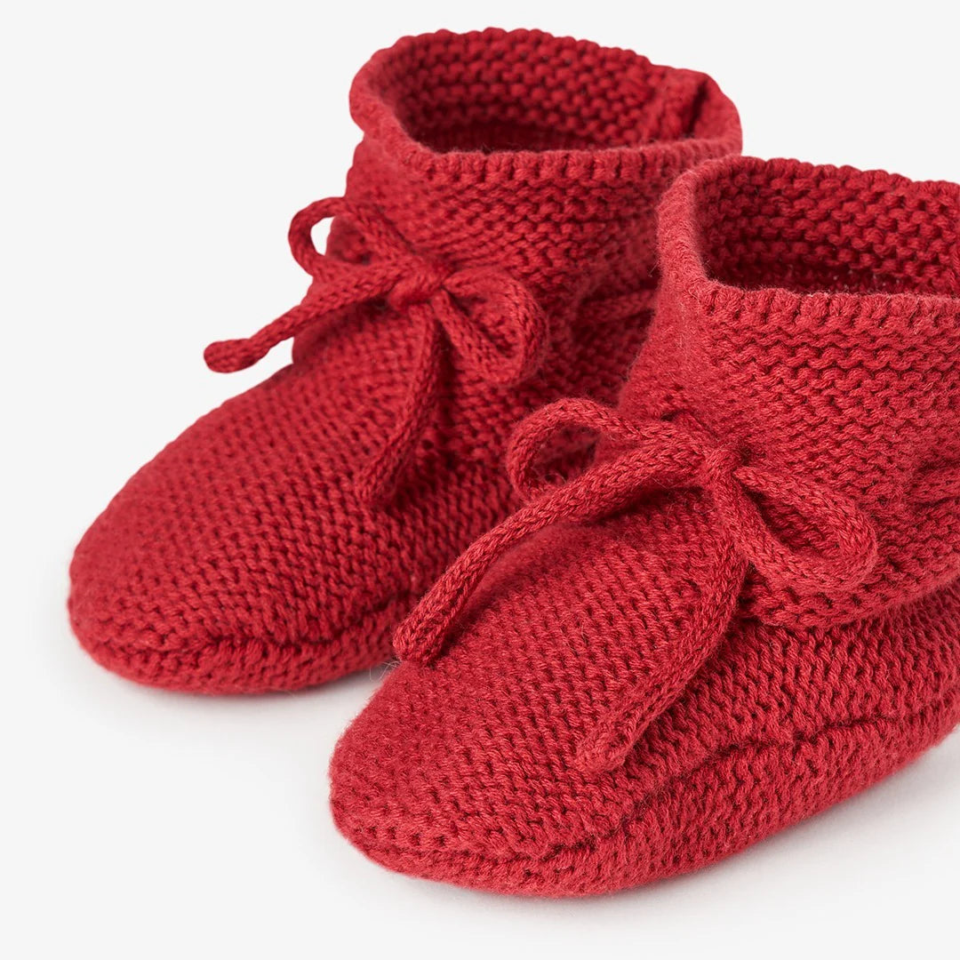 Red Garter Knit Baby Booties by Elegant Baby