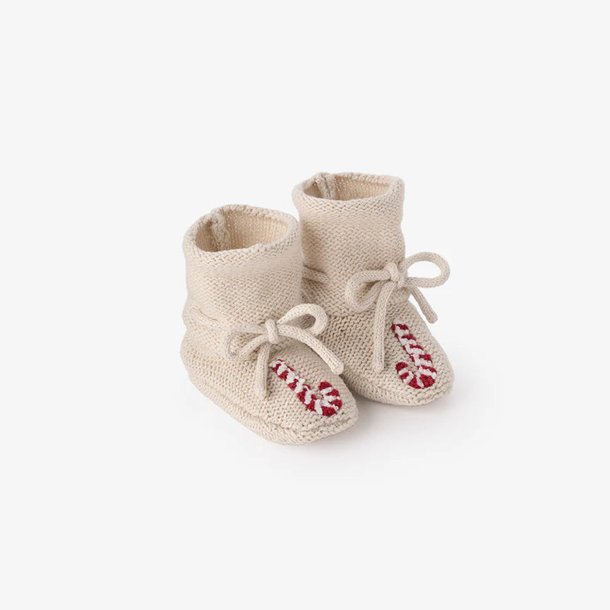 Candycane Garter Knit Baby Booties by Elegant Baby