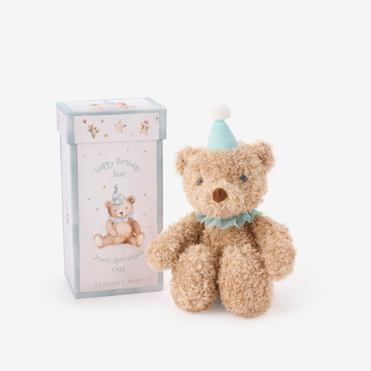 Aqua Birthday Bear Plush Toy w/ Gift Box by Elegant Baby