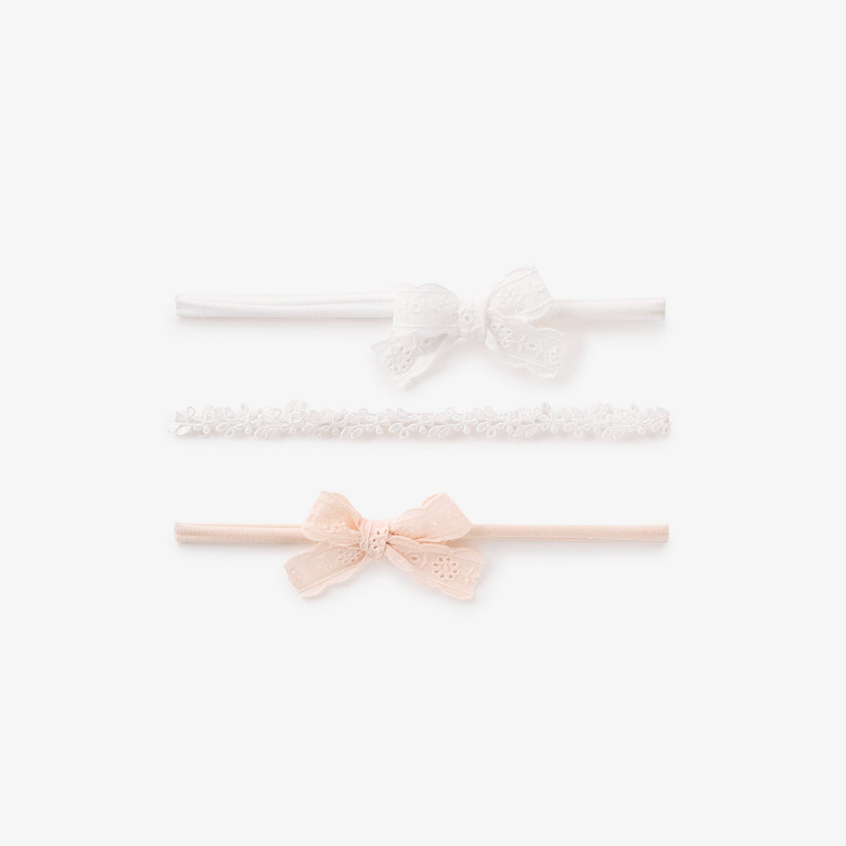 Flower Lace Headband & Eyelet Lace Bows 3Pk by Elegant Baby