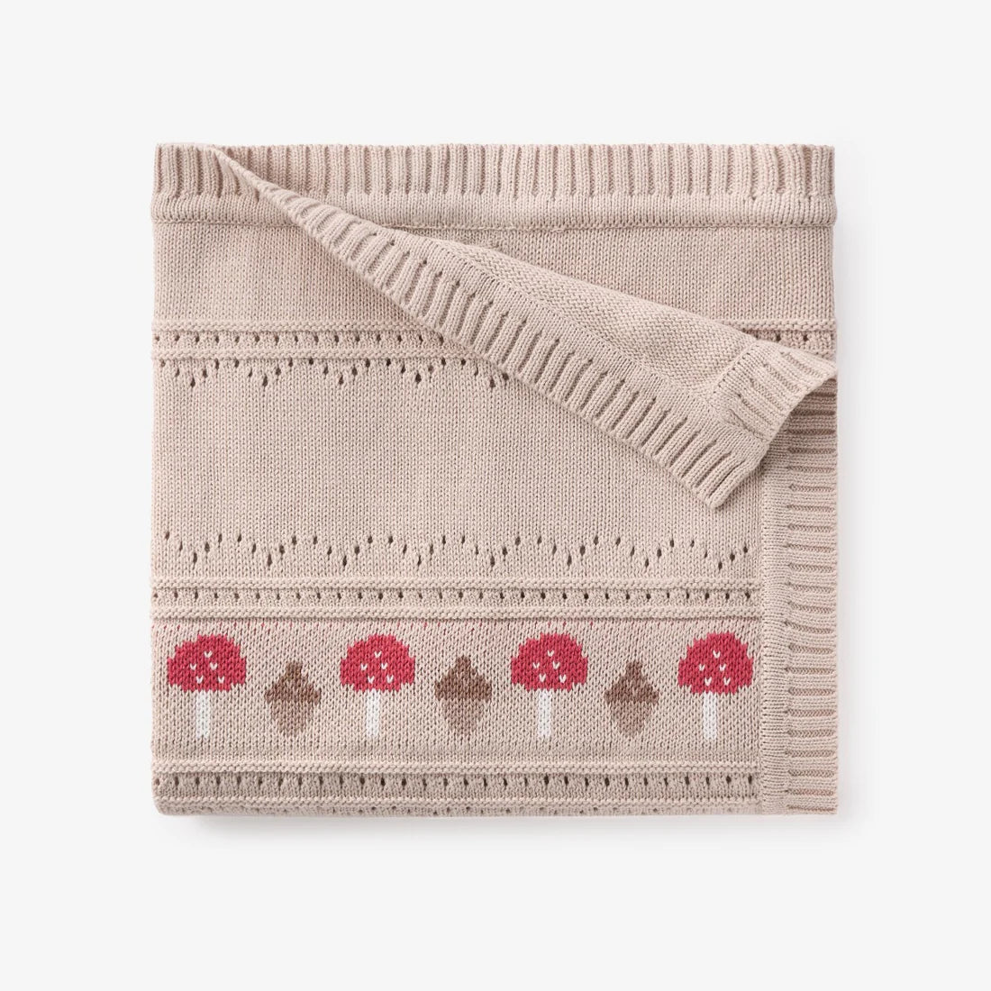 Mushroom Fairisle Knit Baby Blanket by Elegant Baby