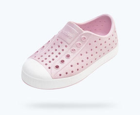 Native Jefferson Bio-Bling kids shoes in Barely Pink Bling and Shell White