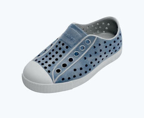 Native Jefferson Stonewash kids shoes in Dawn Blue and Oasis Brushed