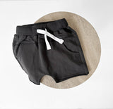 Raw Edge Harem Short - Charcoal by Little Bipsy