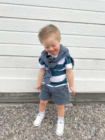 Sweatshort - Navy Wash by Little Bipsy