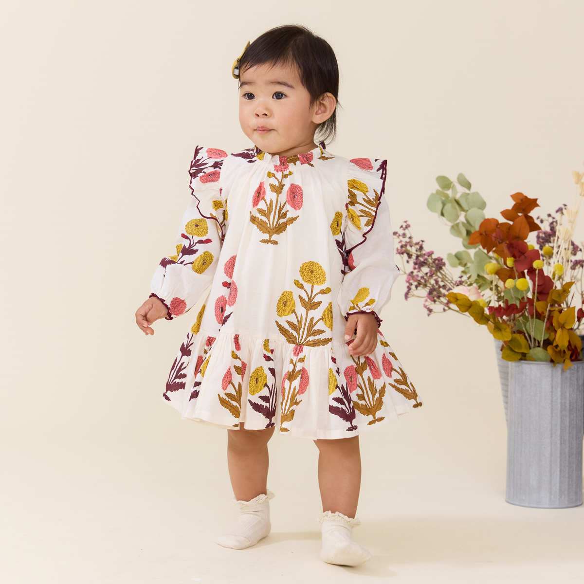 Baby Girls Harper Dress Set- Harvest Dandelion by Pink Chicken