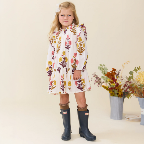 Girls Harper Dress- Harvest Dandelion by Pink Chicken