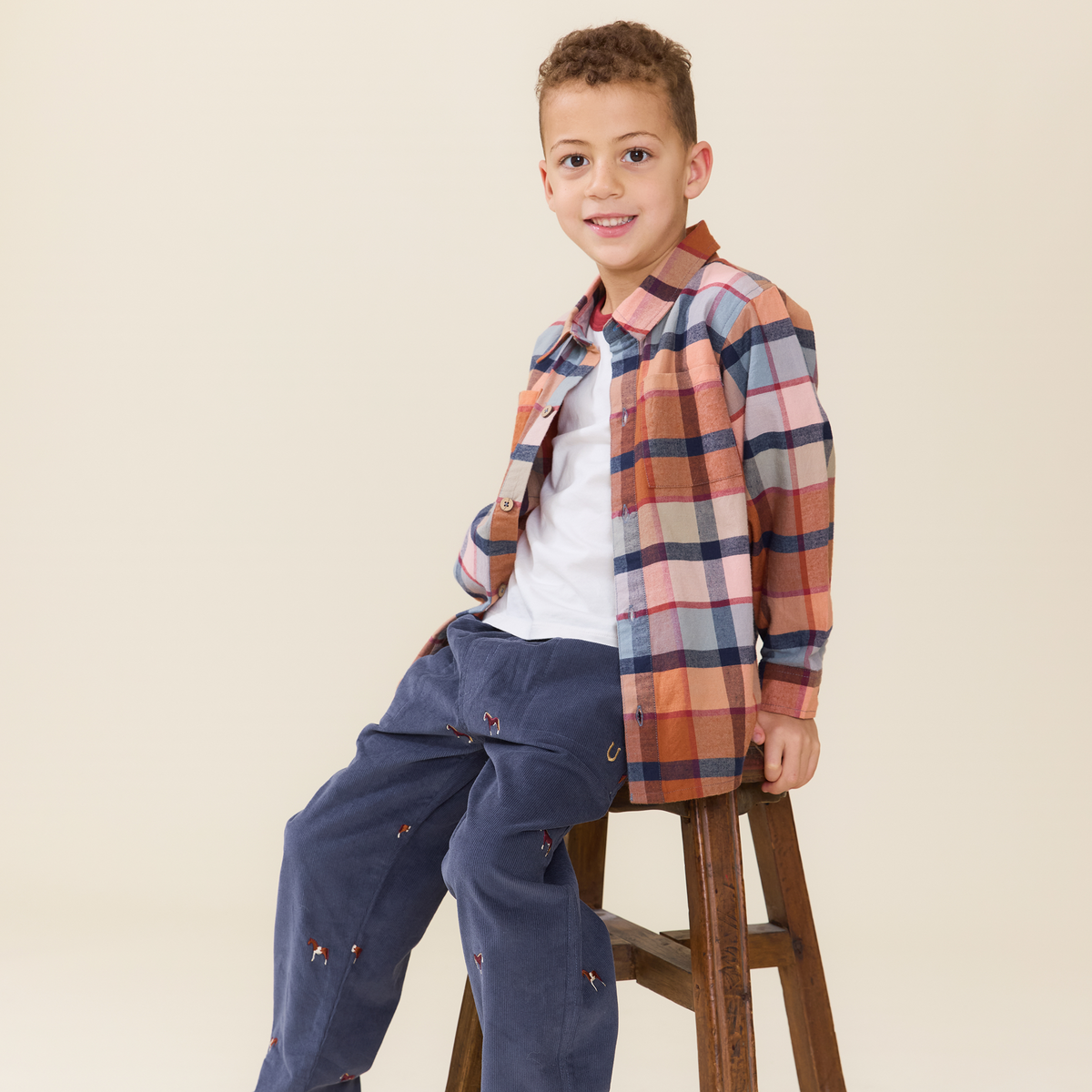 Boys Long Sleeve Jack Shirt- Hayride Plaid by Pink Chicken