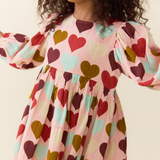 Girls Bea Dress- Multi Harvest Hearts by Pink Chicken