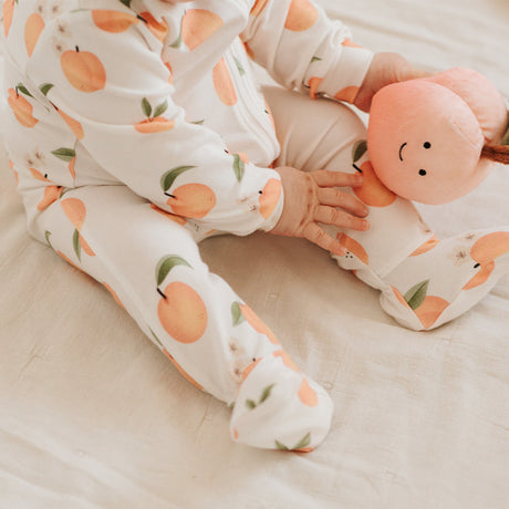 Peaches on Off-White Sleeper by Petit Lem