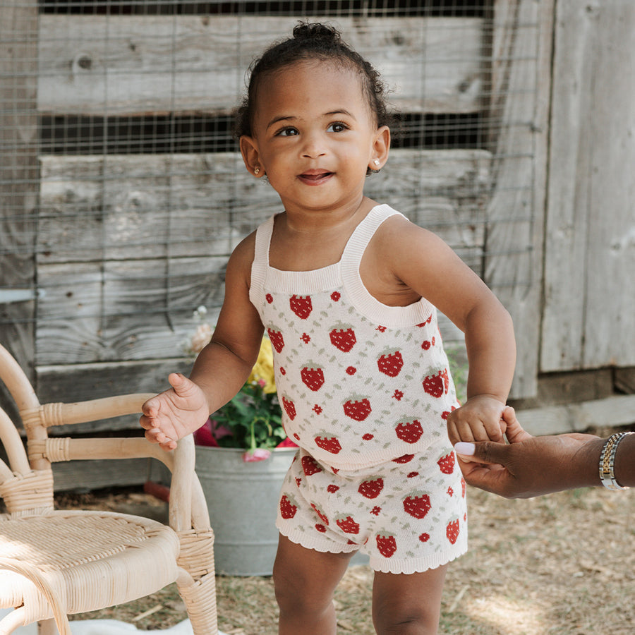 Strawberry Knit Short Set by Petit Lem