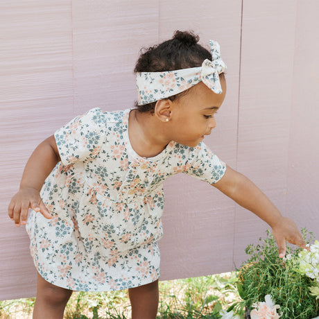 Spring Flowers on Creme Bodysuit Dress by Petit Lem
