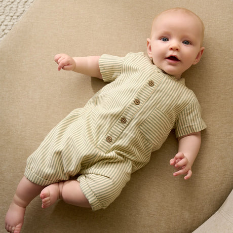 Woven Stripe Romper - Lily Pad by Fixoni