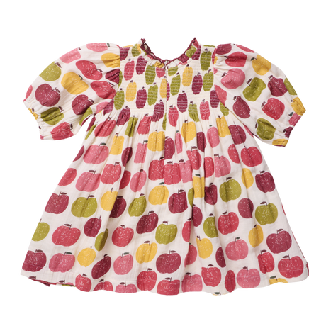 Girls Puff Sleeve Stevie- Pink Delicious Apples by Pink Chicken