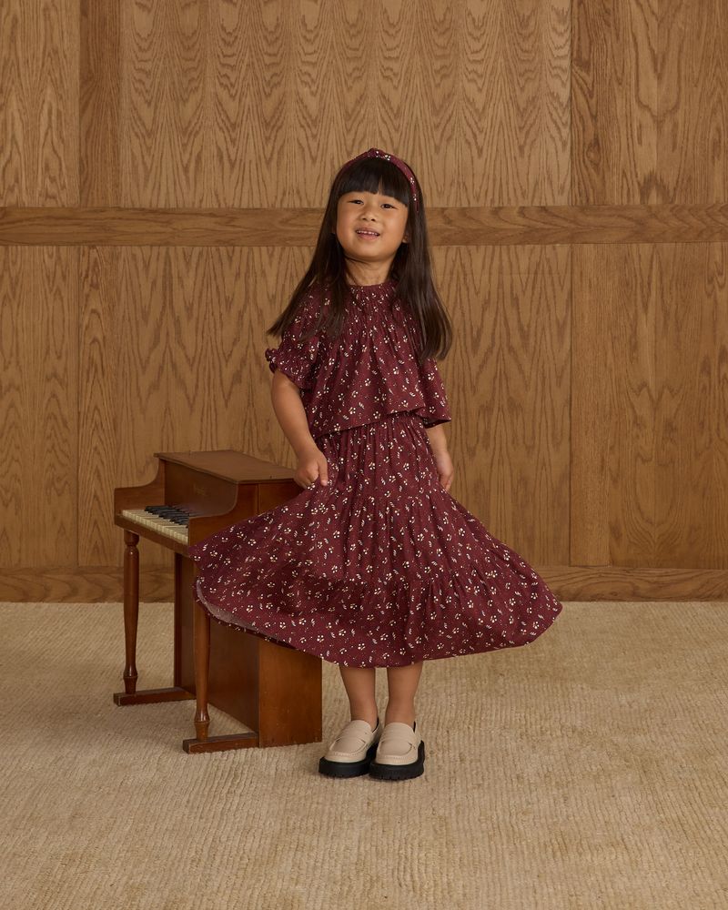 Ruffle Tiered Midi Skirt || Harvest Berry by Rylee + Cru