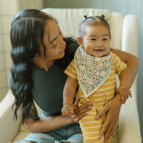 Cotton Muslin + Fleece Bandana Bib 4 Pack - Vintage Floral by Little Unicorn