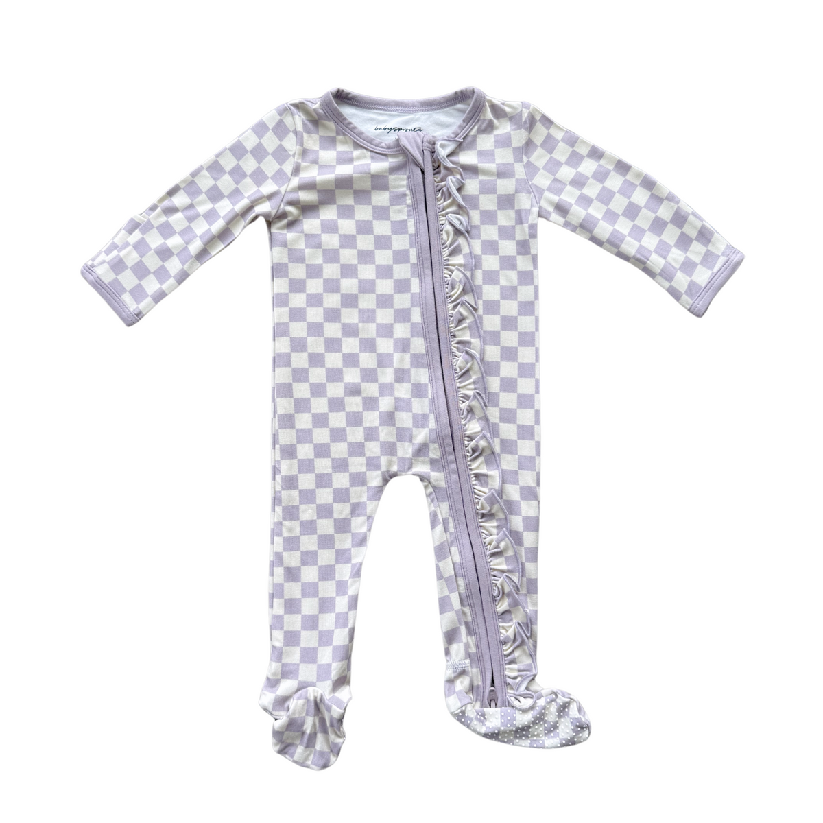 Footie Romper- Lavender Cloud Checkered by babysprouts