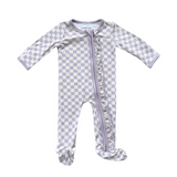 Footie Romper- Lavender Cloud Checkered by babysprouts