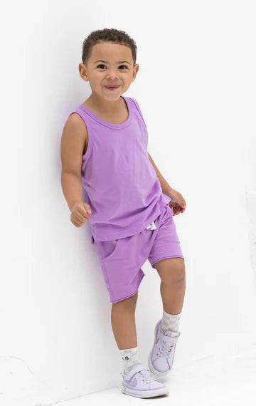 Raw Edge Harem Short - Electric Lilac by Little Bipsy