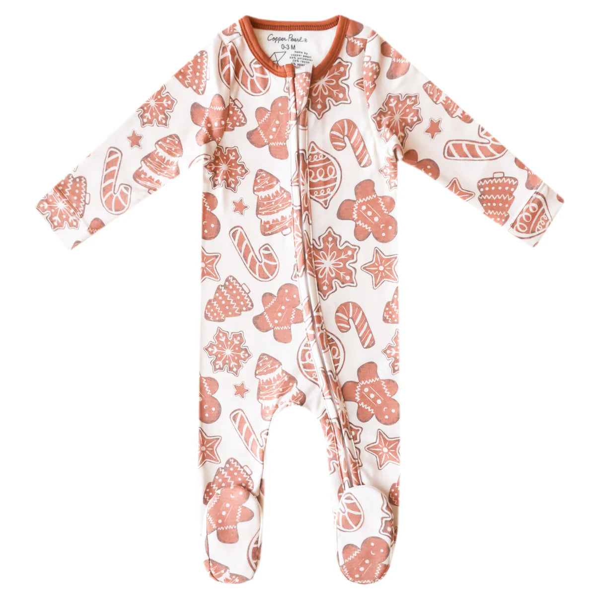 Zip-Up Footie Pajama-Gingerbread by Copper Pearl