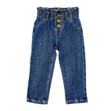 Girls Paperbag Denim Pants- Dark Blue Wash by Babysprouts
