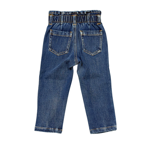 Girls Paperbag Denim Pants- Dark Blue Wash by Babysprouts