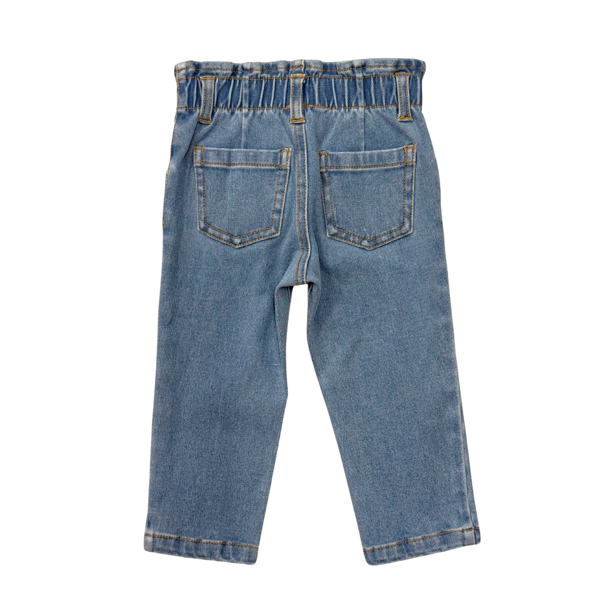 Paperbag Denim Pants- Mid Blue Wash by Babysprouts