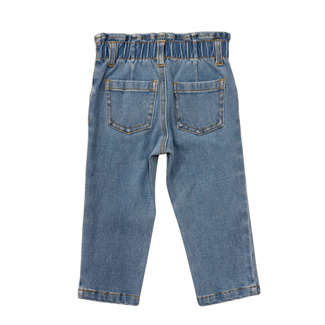 Paperbag Denim Pants- Mid Blue Wash by Babysprouts