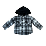 Hooded Shacket - Black Plaid by babysprouts