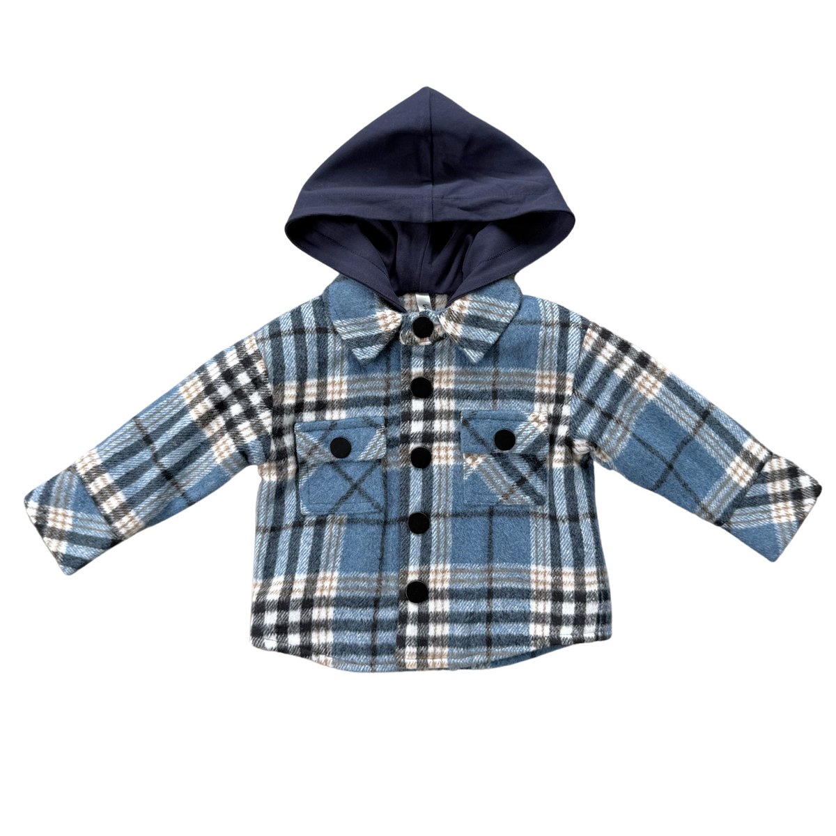 Hooded Shacket- Blue Plaid by babysprouts