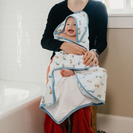 Premium Baby Knit Hooded Towel- Speedster by Copper Pearl