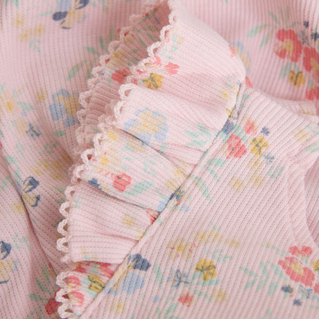 Girls Ribbed Sleeveless Romper in Floral by Minymo