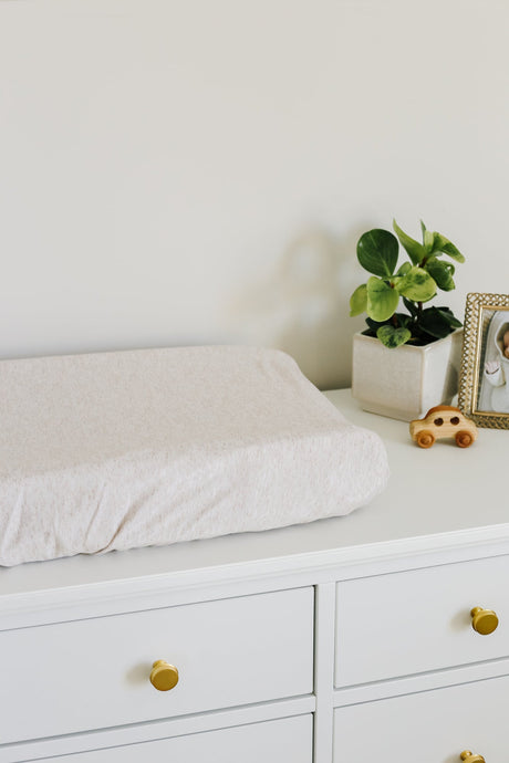 Premium Knit Diaper Changing Pad Cover- Oat by Copper Pearl