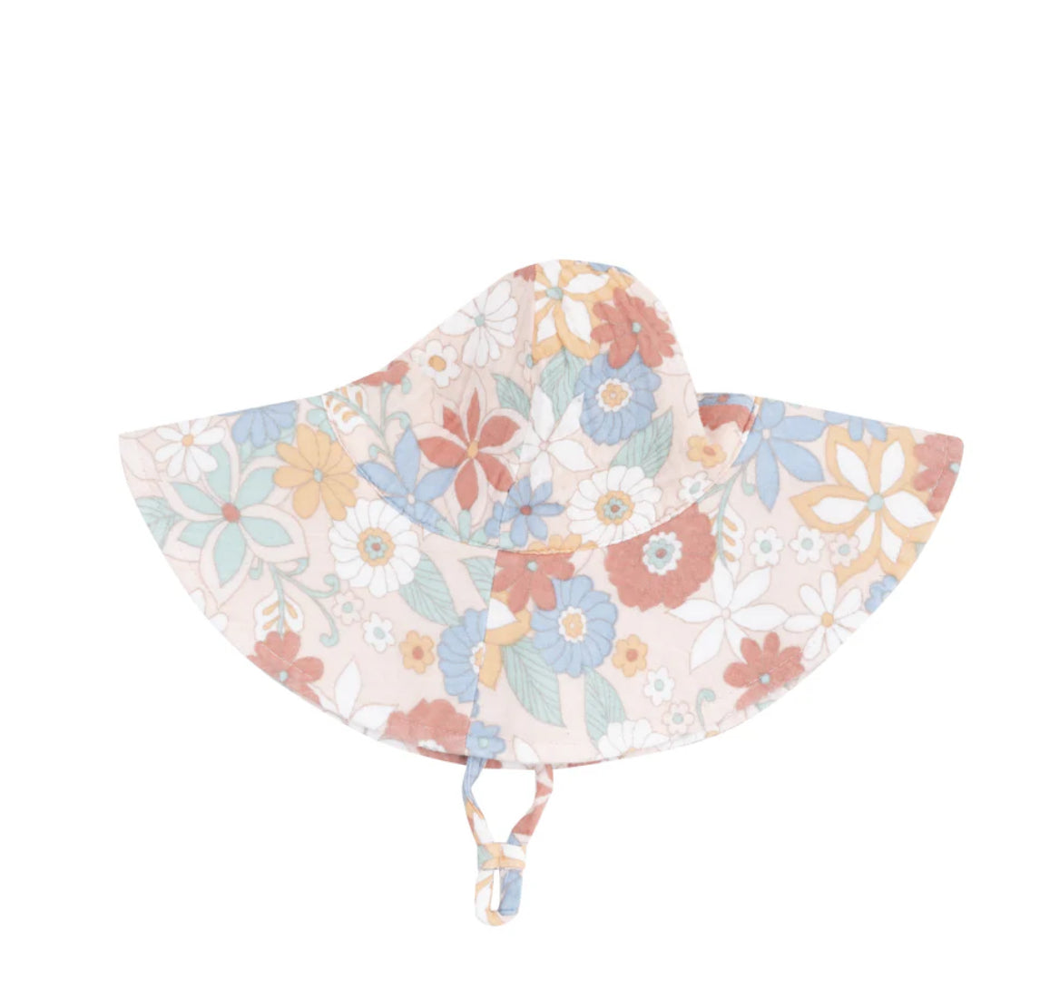 Tropical Retro Floral Wide Brim Sunhat by Angel Dear