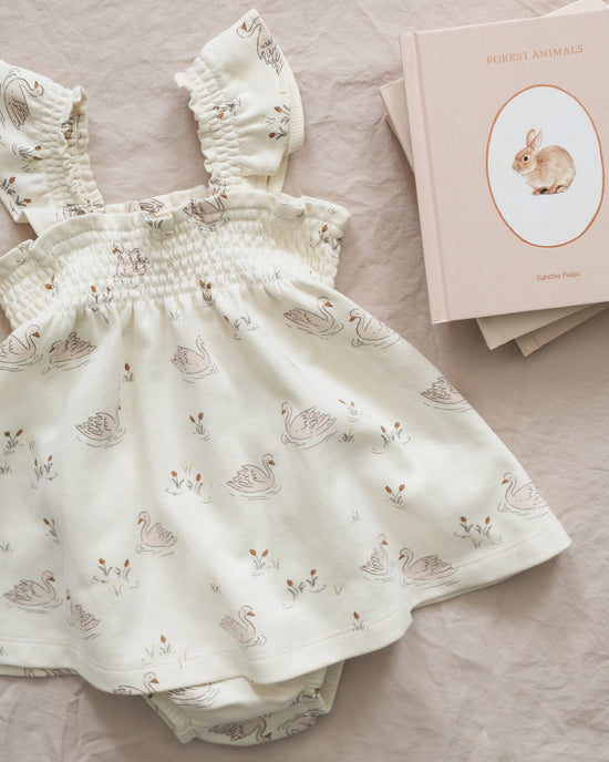 Smocked Jersey Dress || Swans by Quincy Mae