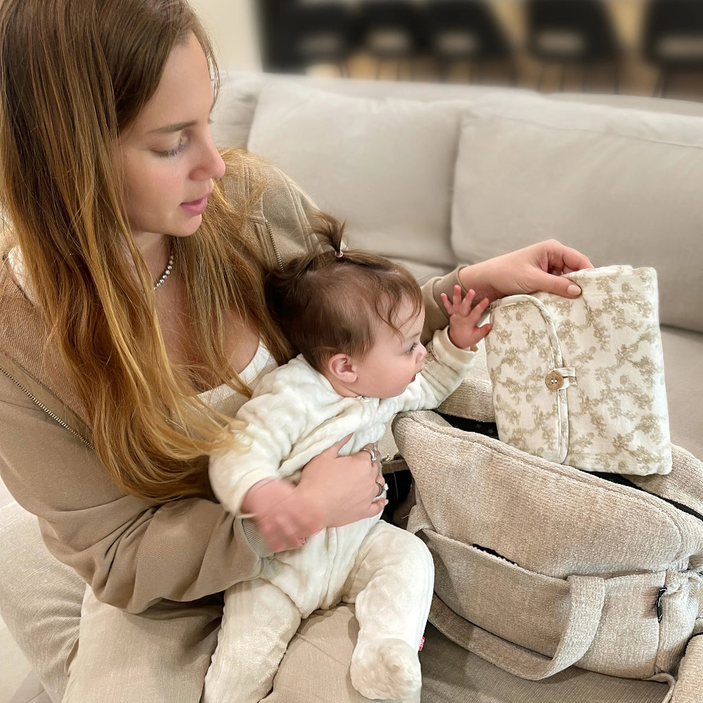 Soft & Secure Baby Changing Pad: Floral Nude by Cherubin Chic