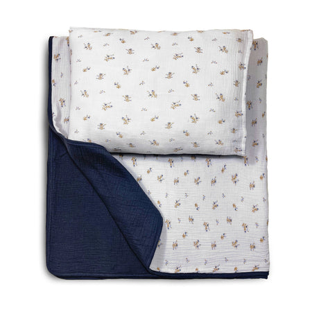 Vintage Bedding Set Double-Sided Blanket & Pillow Organic Cotton– Ditsy Marker by Cherubin Chic