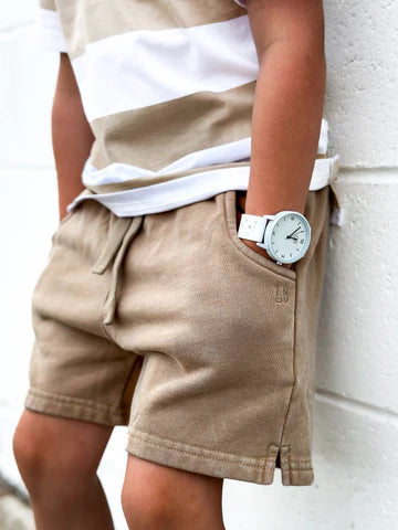 Sweatshort - Beige Wash by Little Bipsy