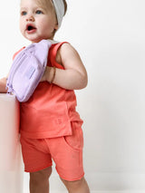 Raw Edge Harem Short - Electric Pink by Little Bipsy